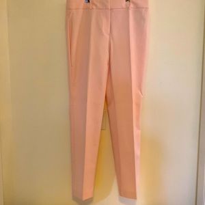 Classic blush pink straight leg trousers.